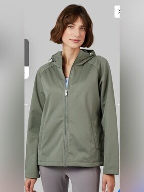 32 Degrees HEAT Fleeced Lined Hooded Softshell Jacket Green Small